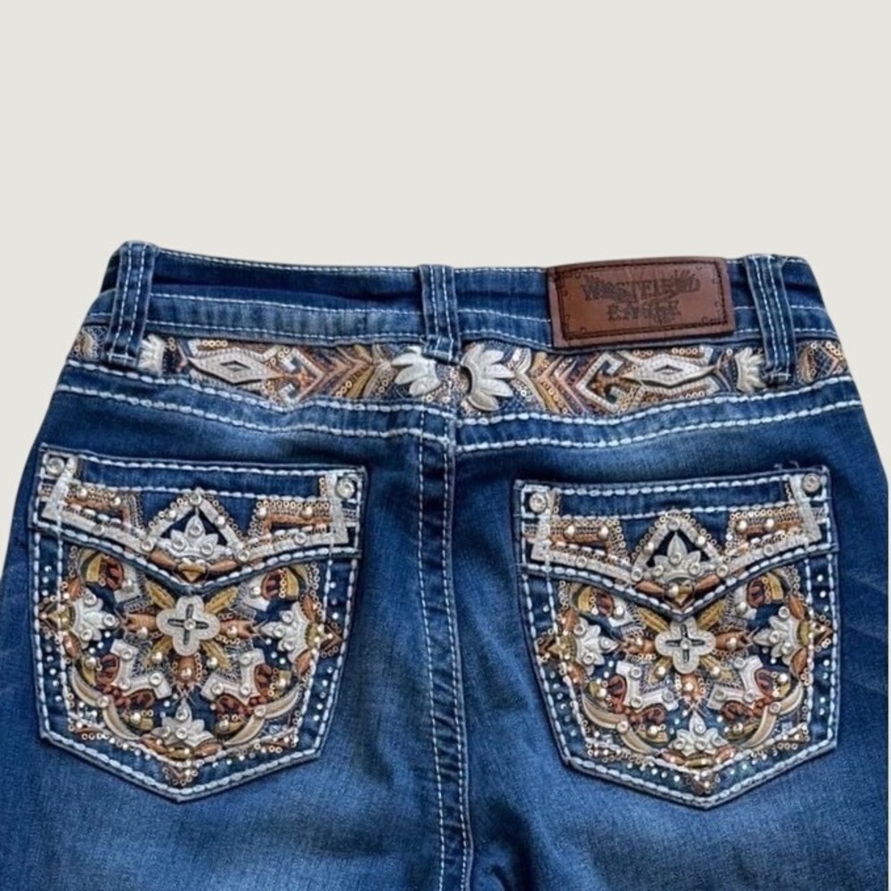 Y2K Westfield Eagle Embellished Jeans Rhinestone embroidered Bootcut